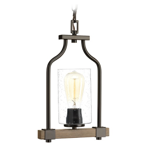 Barnes Mill Pendant in Bronze & Painted Wood by Progress Lighting