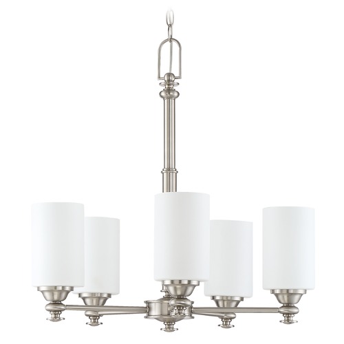 Craftmade Lighting Craftmade Brushed Polished Nickel 5-Light Chandelier with White Frosted Shades 49825-BNK