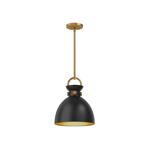 Alora Lighting Waldo Aged Gold & Matte Black Pendant Light with Bowl / Dome Shade