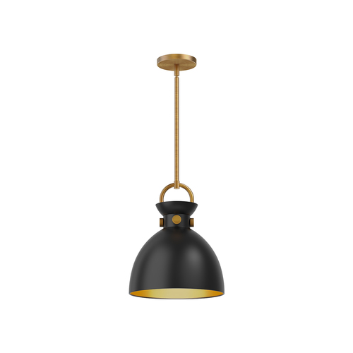 Alora Lighting Alora Lighting Waldo Aged Gold & Matte Black Pendant Light with Bowl / Dome Shade PD411311AGMB