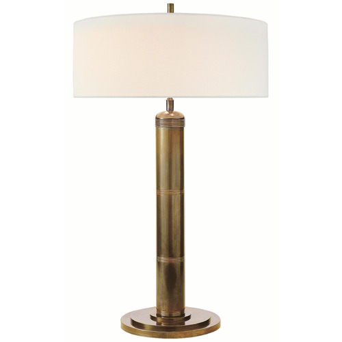 Visual Comfort Signature Collection Visual Comfort Signature Collection Longacre Hand-Rubbed Antique Brass Table Lamp with Drum Shade TOB3001HAB-L