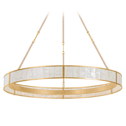 Hudson Valley Lighting Halcott Vintage Gold Leaf LED Pendant Light with Drum Shade