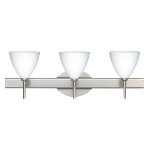 Modern Bathroom Light White Glass Satin Nickel by Besa Lighting
