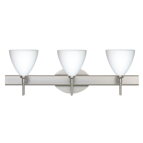 Besa Lighting Modern Bathroom Light White Glass Satin Nickel by Besa Lighting 3SW-177907-SN