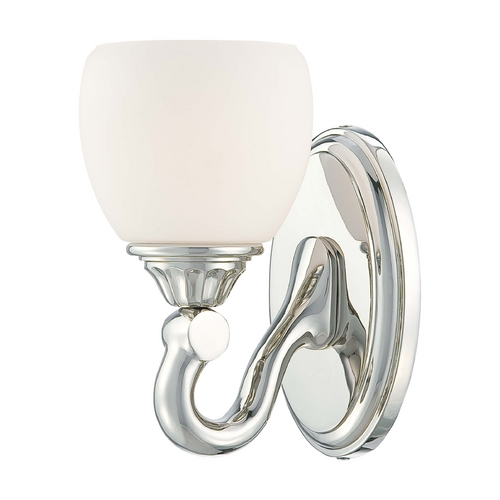 Metropolitan Lighting Sconce Wall Light with White Glass in Polished Nickel Finish N2821-613