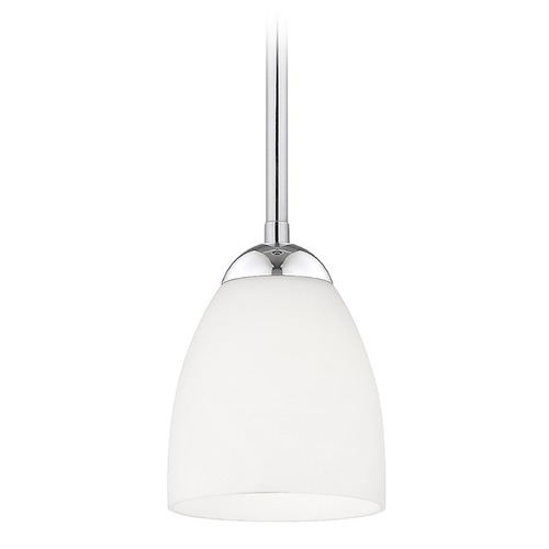 Chrome Mini-Pendant Light with Satin White Bell Glass Shade