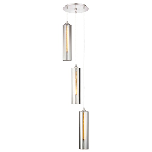 Satin Nickel Multi-Light Pendant with Cylindrical Shade