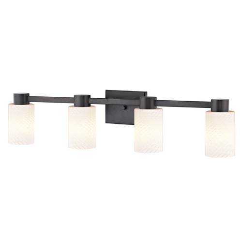 4-Light White Art Glass Vanity Light Bronze