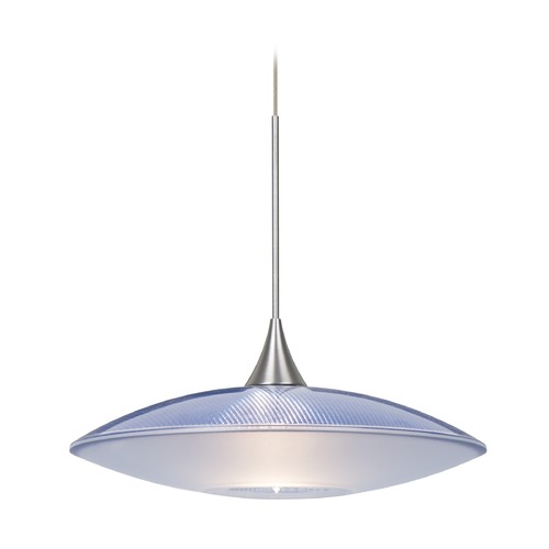 Besa Lighting Spazio Blue Frosted Glass Satin Nickel Mini-Pendant Light