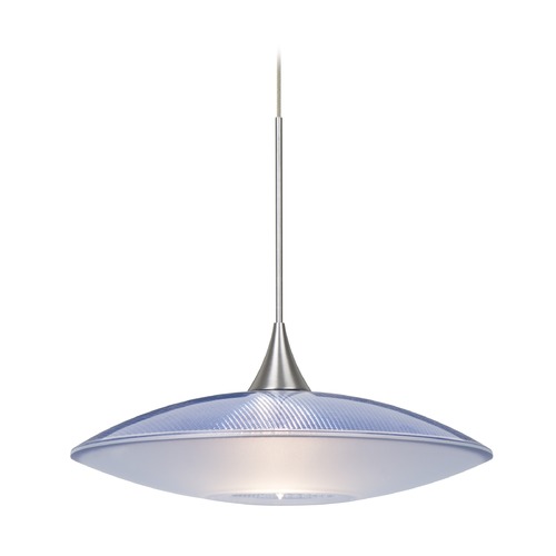 Besa Lighting Besa Lighting Spazio Blue Frosted Glass Satin Nickel Mini-Pendant Light 1XT-6294BL-SN