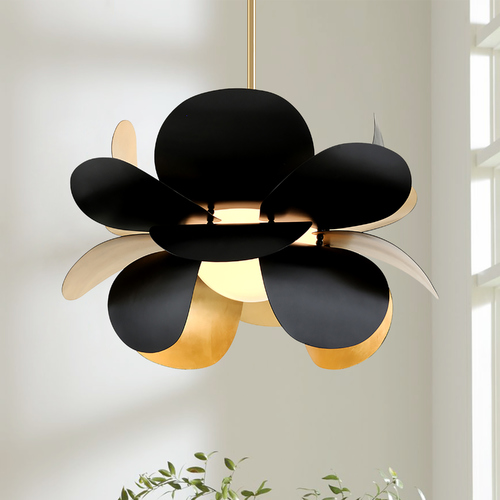 Ginger Black & Gold Leaf Pendant by Corbett Lighting