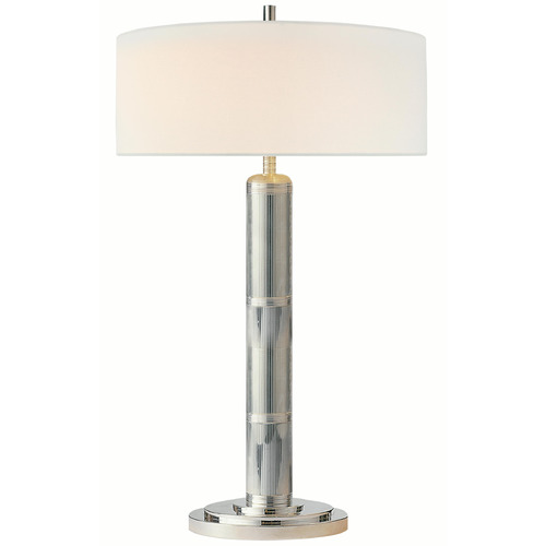 Visual Comfort Signature Collection Longacre Polished Nickel Table Lamp with Drum Shade