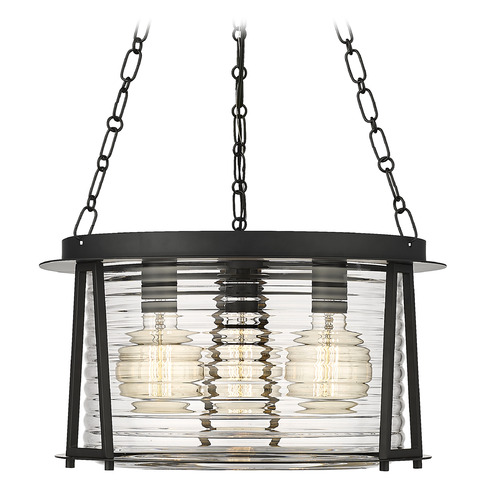 Z-Lite Cape Harbor Matte Black Pendant Light with Drum Shade