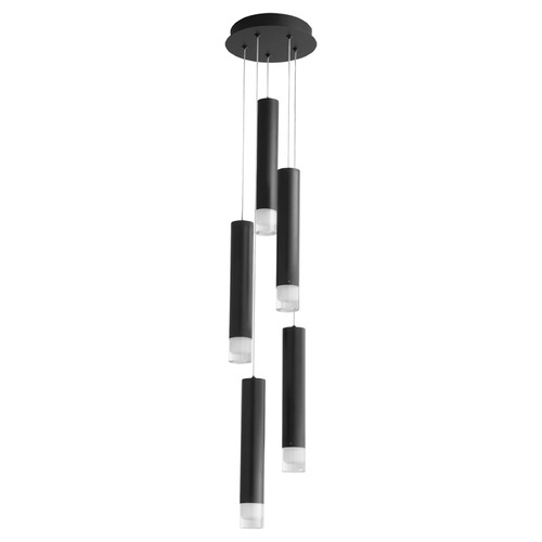 Oxygen Alarum Black LED Multi-Light Pendant with Cylindrical Shade