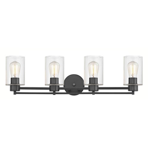 Design Classics Lighting Industrial Clear Glass Bathroom Light Black 4 Lt 704-07 GL1040C