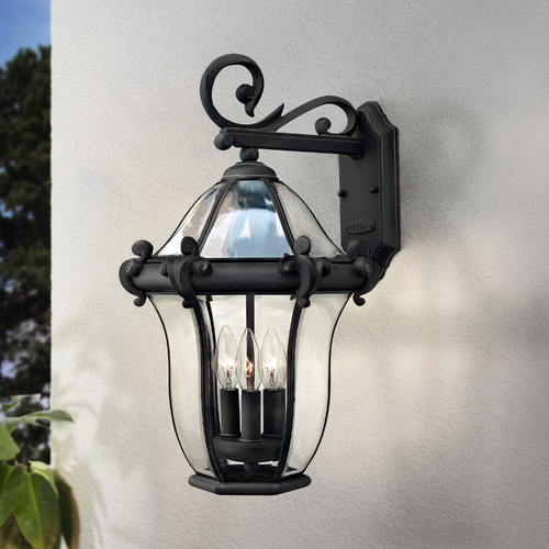 Hinkley Outdoor Wall Light with Clear Glass in Museum Black Finish 2444MB