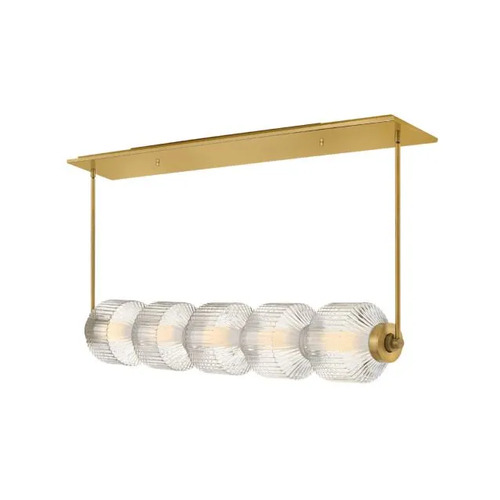 Reign LED Linear Chandelier in Lacquered Brass by Fredrick Ramond