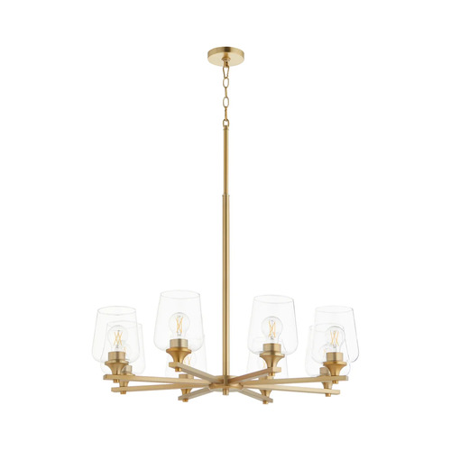 Veno 8-Light Chandelier in Aged Brass by Quorum Lighting