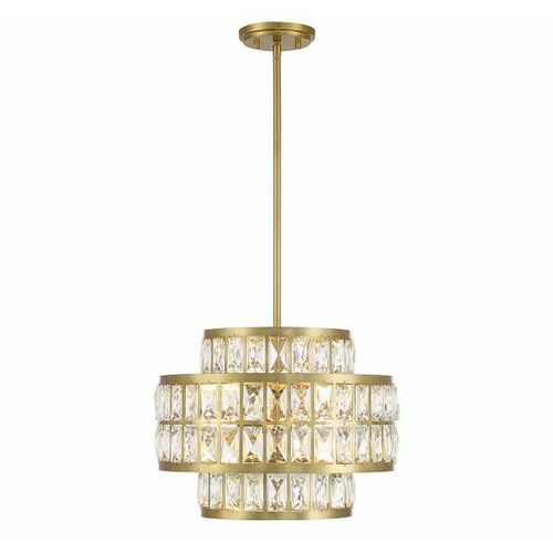 Renzo 3-Light Crystal Pendant in Warm Brass by Savoy House
