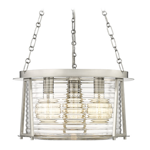 Z-Lite Cape Harbor Brushed Nickel Pendant Light with Drum Shade