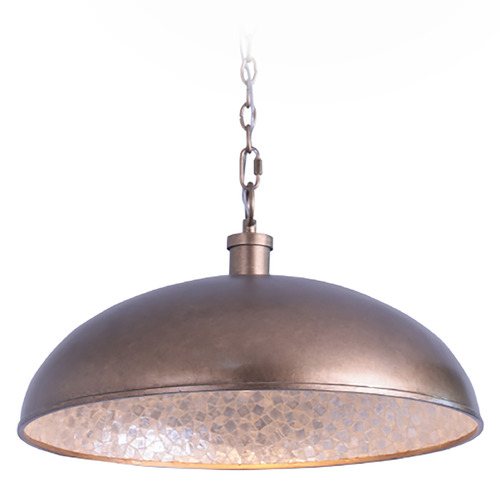 Kalco Lighting Emblem Pearlized Antique Brass Pendant Light with Bowl / Dome Shade