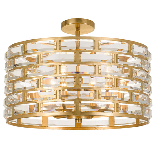 Crystorama Lighting Meridian Antique Gold Semi-Flushmount Light