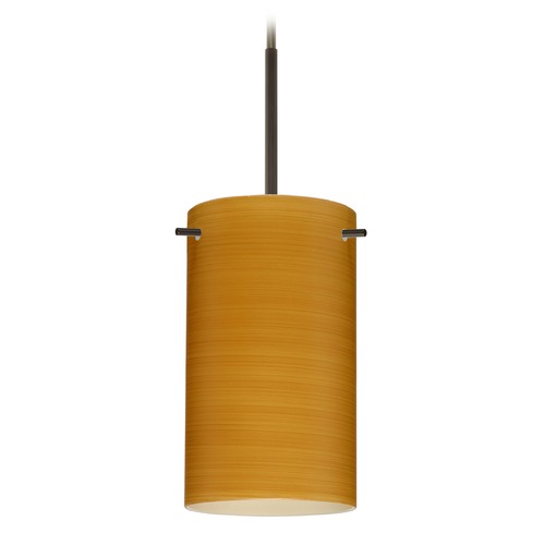 Besa Lighting Stilo Bronze Mini-Pendant Light with Cylindrical Shade