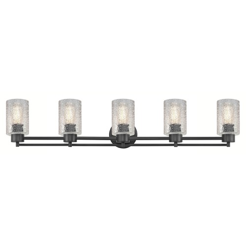 Design Classics Lighting Industrial Ice Glass Bathroom Light Black 5 Lt 706-07 GL1060C