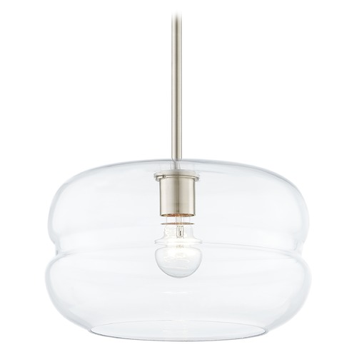 Design Classics Lighting Fest Satin Nickel Mini-Pendant Light with Large Clear Rounded Drum Glass 531-09 GL1072-CL