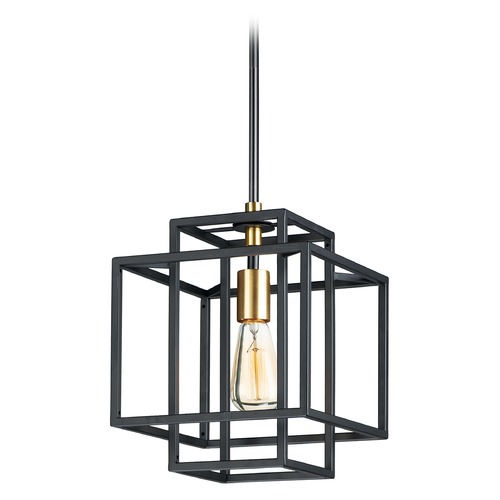 Liner Black & Satin Brass Pendant by Maxim Lighting