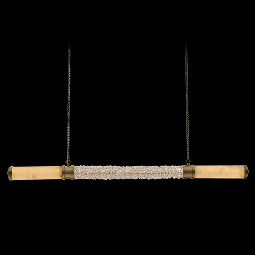 Allegri Crystal Tubo True Brass LED Island Light with Cylindrical Shade