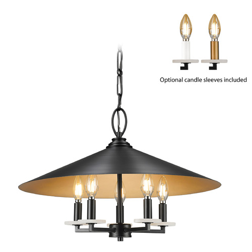 Z-Lite Rialto Matte Black Pendant Light with Coolie Shade