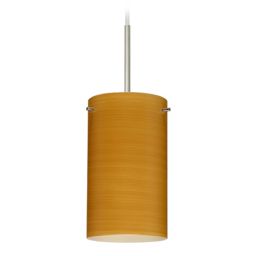 Besa Lighting Stilo Satin Nickel Mini-Pendant Light with Cylindrical Shade