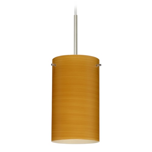 Besa Lighting Besa Lighting Stilo Satin Nickel Mini-Pendant Light with Cylindrical Shade 1BT-4404OK-SN