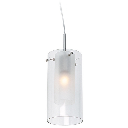 Access Lighting Modern Mini Pendant with White Glass by Access Lighting 50514-BS/FRC