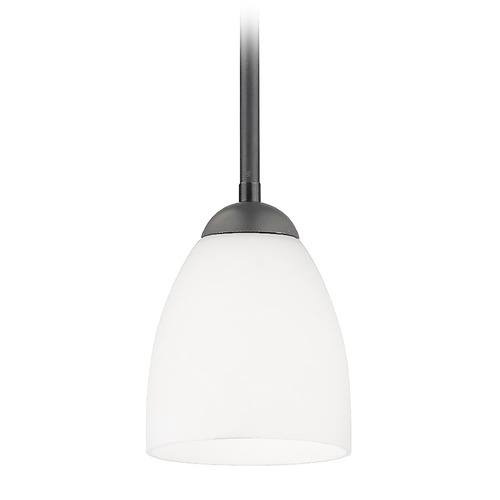 Modern Mini-Pendant Light with Satin White Bell Glass Shade