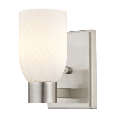 White Art Glass Sconce Satin Nickel