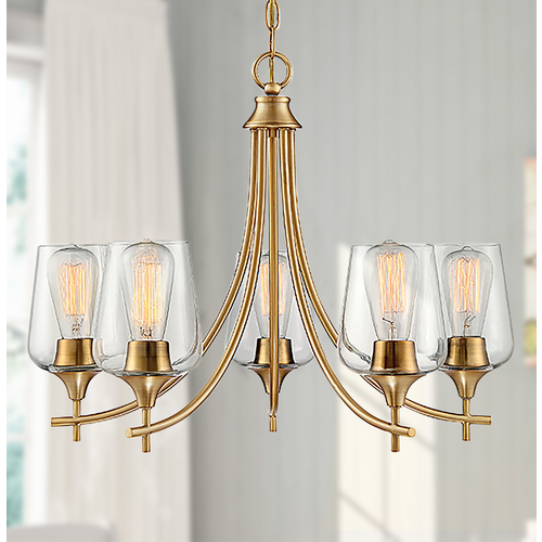 Savoy House Octave 23-Inch Chandelier in Warm Brass with Clear Glass 1-4032-5-322