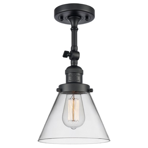 Innovations Lighting Innovations Lighting Large Cone Matte Black Semi-Flushmount Light 201F-BK-G42