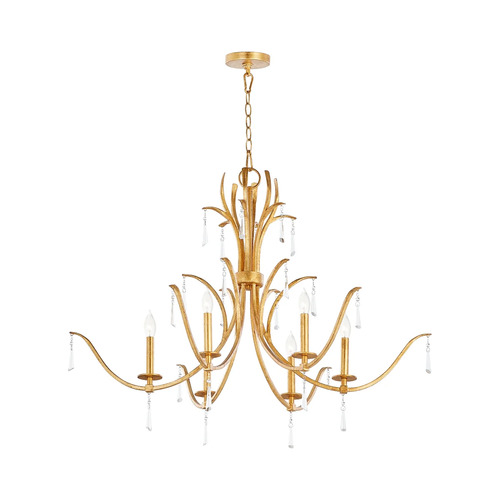 Quorum Lighting Majesty Crystal Chandelier in Gold Leaf by Quorum Lighting 620-6-74