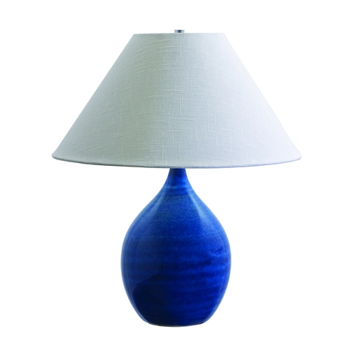 Scatchard Stoneware Table Lamp in Blue Gloss by House of Troy Lighting