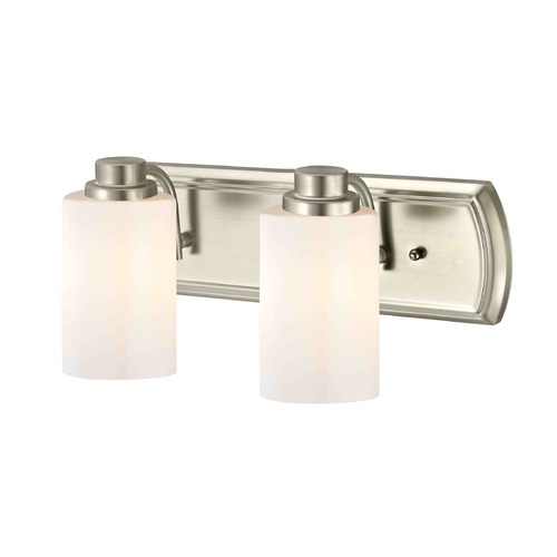 Design Classics Lighting 2-Light Vanity Light in Satin Nickel and Shiny Opal Glass 1202-09 GL1024C