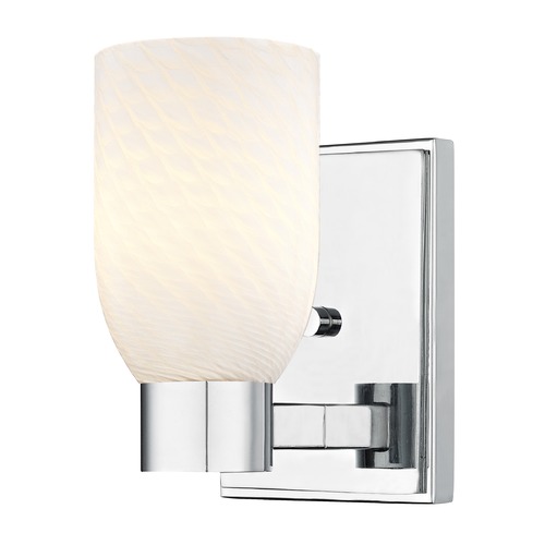 White Art Glass Sconce Chrome