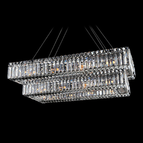 Allegri Crystal Baguette Polished Chrome Pendant Light with Rectangle Shade