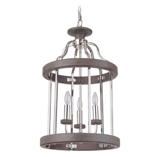 Craftmade Lighting Ashwood 16-Inch Pendant in Polished Nickel & Greywood by Craftmade Lighting 36533-PLNGRW