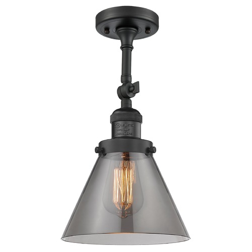 Innovations Lighting Large Cone Matte Black Semi-Flush Mount by Innovations Lighting 201F-BK-G43