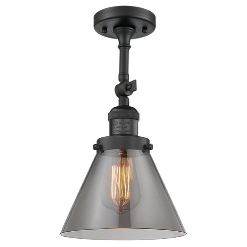 Innovations Lighting Innovations Lighting Large Cone Matte Black Semi-Flushmount Light 201F-BK-G43