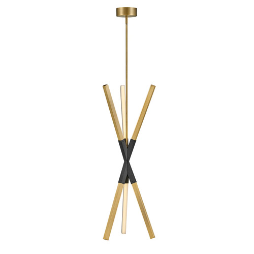 Fredrick Ramond Rae LED Pendant in Lacquered Brass & Black by Fredrick Ramond FR30617LCB