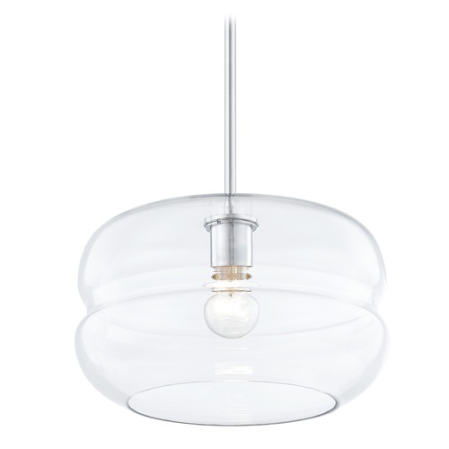 Design Classics Lighting Fest Chrome Mini-Pendant Light with Large Clear Rounded Drum Glass 531-26 GL1072-CL