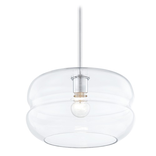 Fest Chrome Mini-Pendant Light with Large Clear Rounded Drum Glass